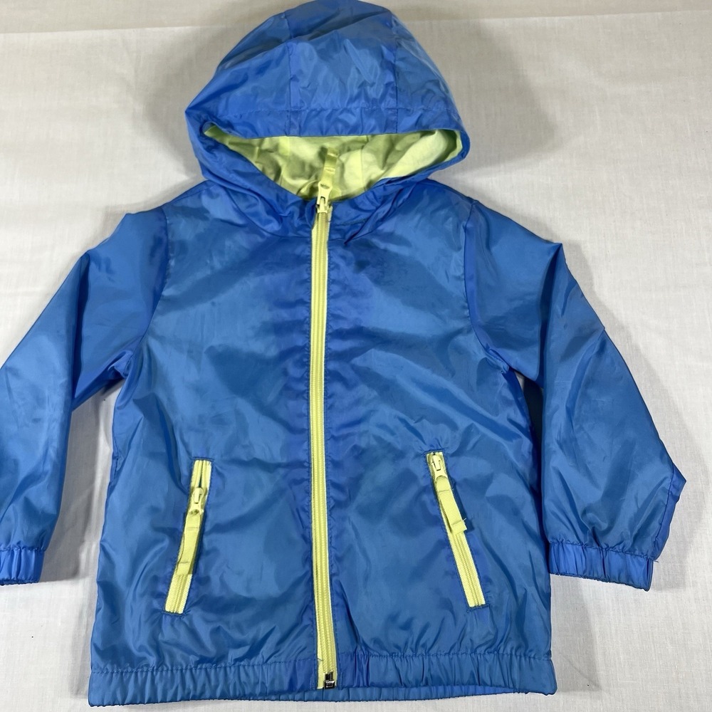 Cat & Jack Toddler Boys 3T Blue Hooded Windbreaker Jacket Full Zip Lightweight
